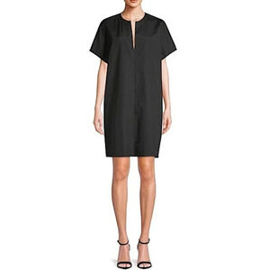 VINCE Classic Black Cotton Poplin Popover Dress - Size Small